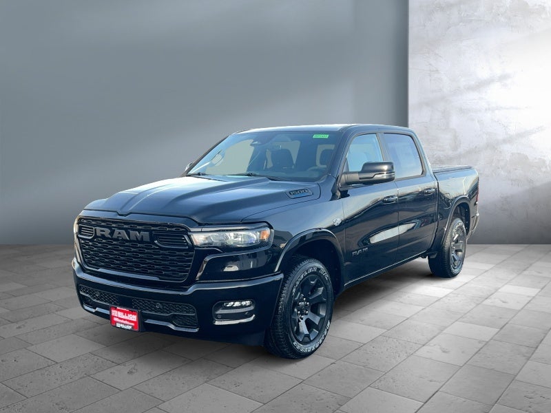 2026 RAM Ram 1500 RAM 1500 BIG HORN CREW CAB 4X4 5'7' BOX in Diamond Black Crystal Pearl-Coat Exterior Paint — front three-quarter view
